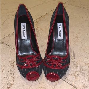 Stripe Fabric and Leather Steve Madden Platform